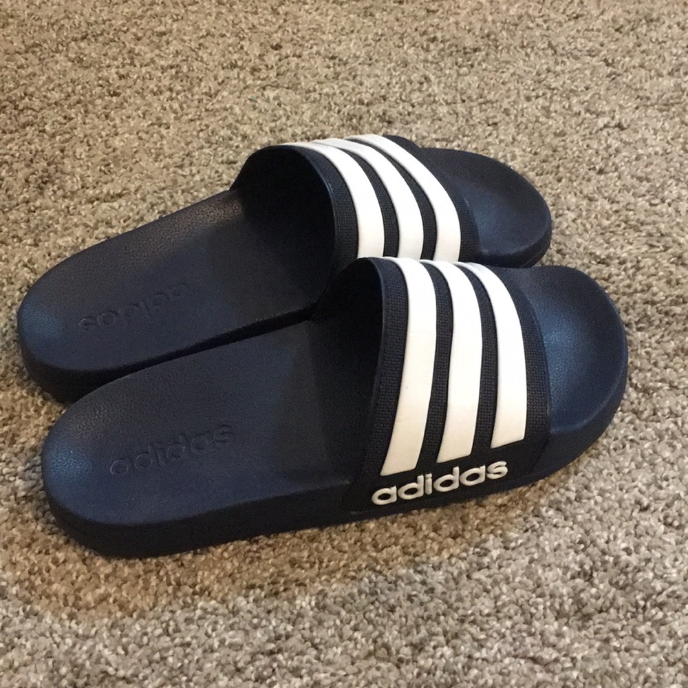 women adidas cloudfoam navy blue slides size 7